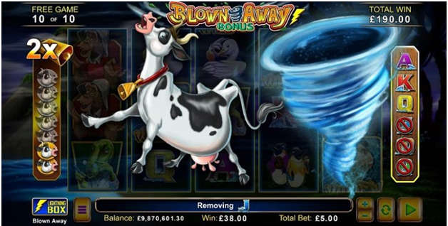 Blown Away Slots game feature- free game